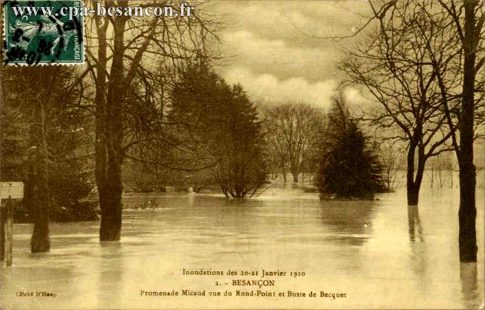 Inondations des 20-21 Janvier 1910 - 2. - BESANÇON - Promenade Micaud vue du Rond-Point et Buste de Becquet